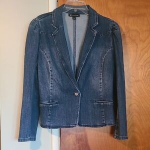 INC International Concepts Dark Blue Denim Blazer